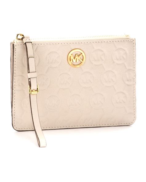 michael kors white monogram wallet|michael kors wristlet outlet.